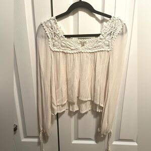Billabong Cream Blouse with Crochet Detail